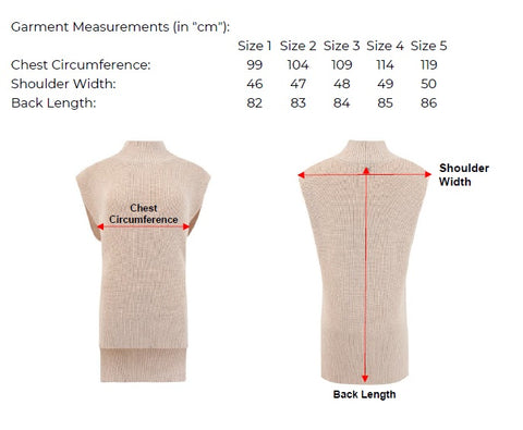 Blake Knit Tunic Measurement Chart