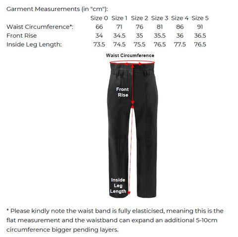 Cadence Leather Trosuer Measurement Chart