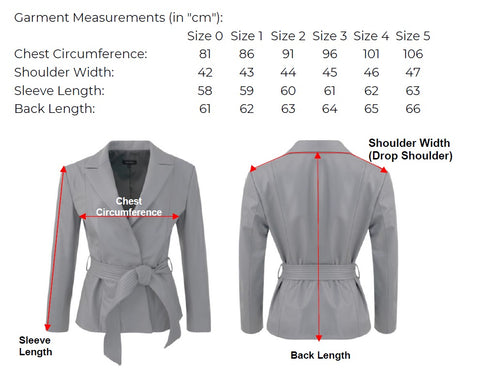 Daria Jacket Measurement Chart