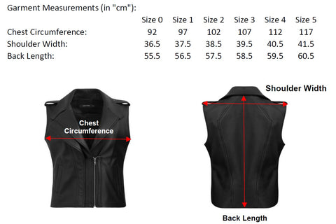 Elinor Vest Measurement Chart