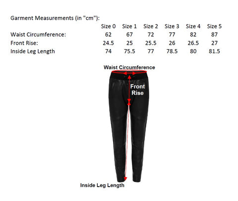 Frankie Jogger Pant Measurement Chart