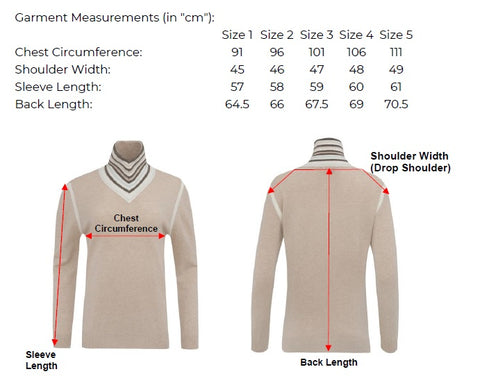 Ivy Knit Measurement Chart