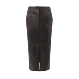 Margot Long Line Leather Skirt - Espresso