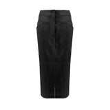 Margot Lone Line Leather Skirt - Jet Black