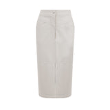 Margot Long Line Leather Skirt - Milk