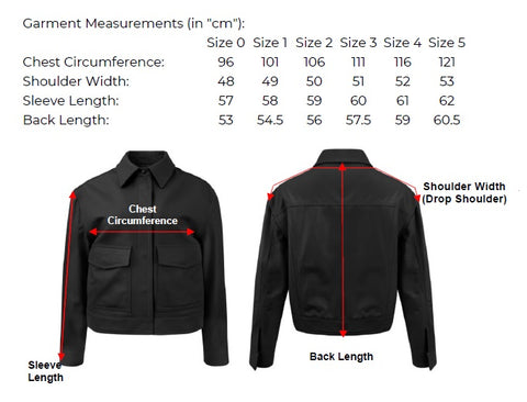 Mae Jacket Measurement Chart