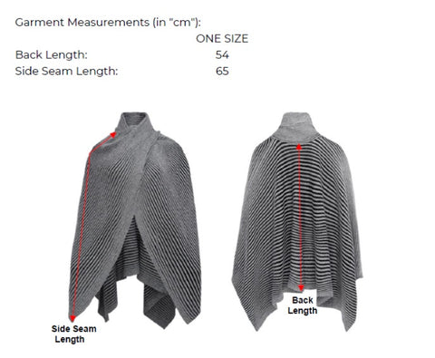 Molly Ribbed Textured Knit Wrap Measurement Chart