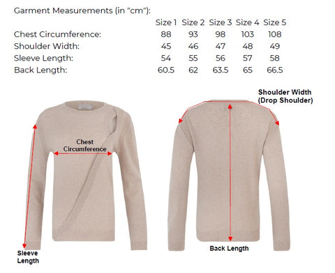 Penelope Knit Measurement Chart
