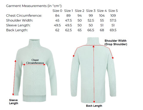 Rhea Knit Measurement Chart