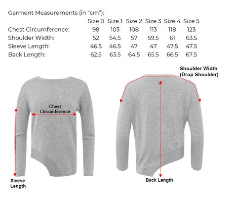 Veronica Knit Measurement Chart