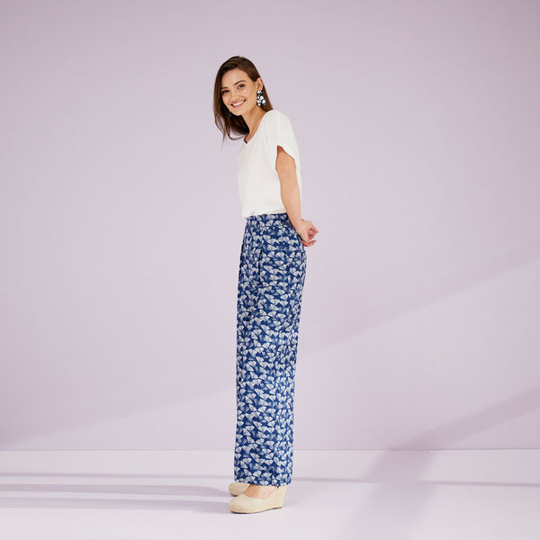 Peacock Pants - Navy Ginkgo