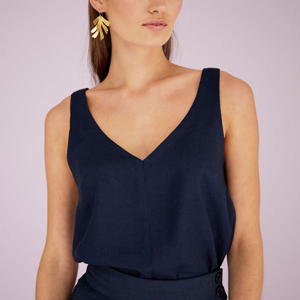 Linen Classic Cami - Navy