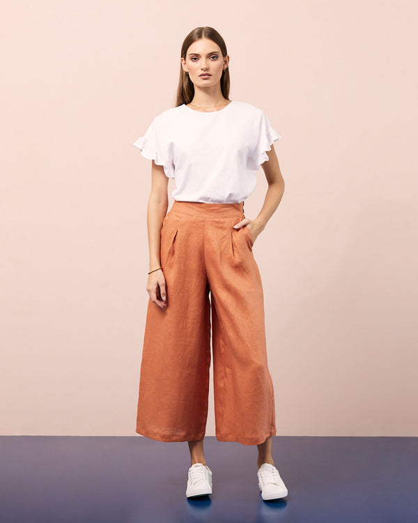 Linen Culottes - Brick