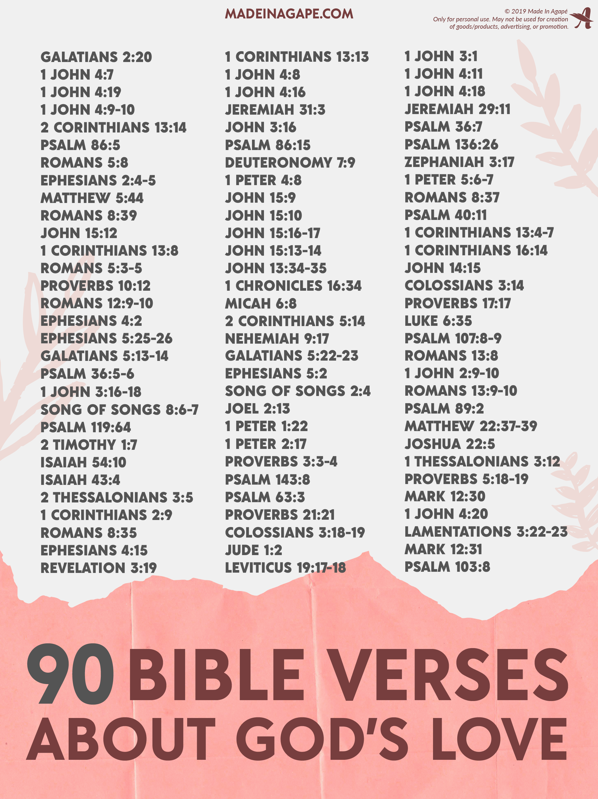 90 Bible Verses About Love (Printable Infographics) - God, Marriage