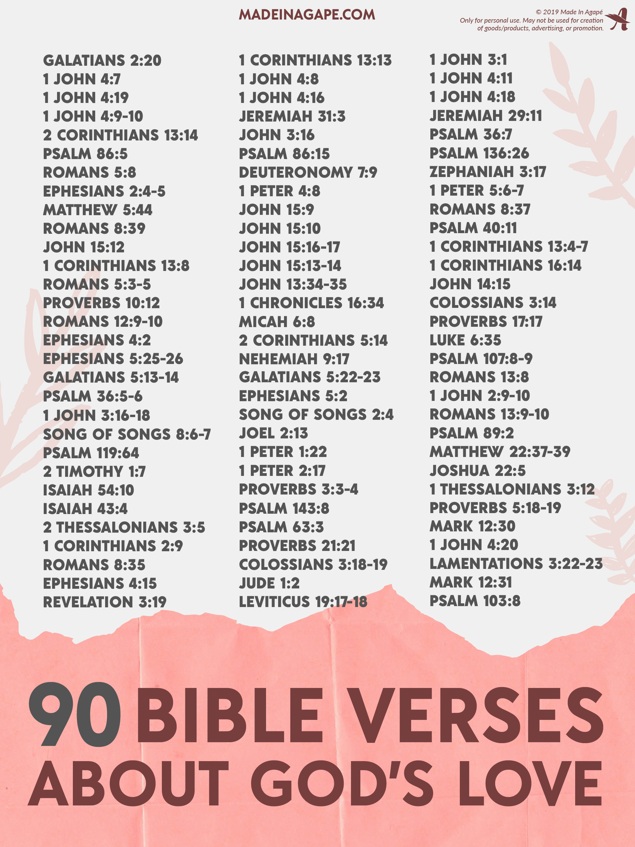 90 Bible Verses About Love Printable Infographics God