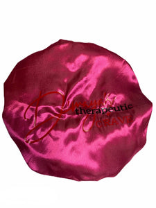 Pink Detangler brush + Black pink flowers Satin Hair Bonnet