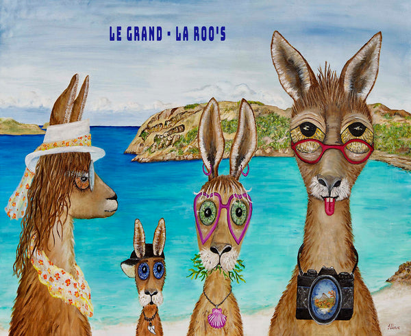 le grand le roos oil painting artwork of kangaroos at lucky bay Esperance by Tania lowe