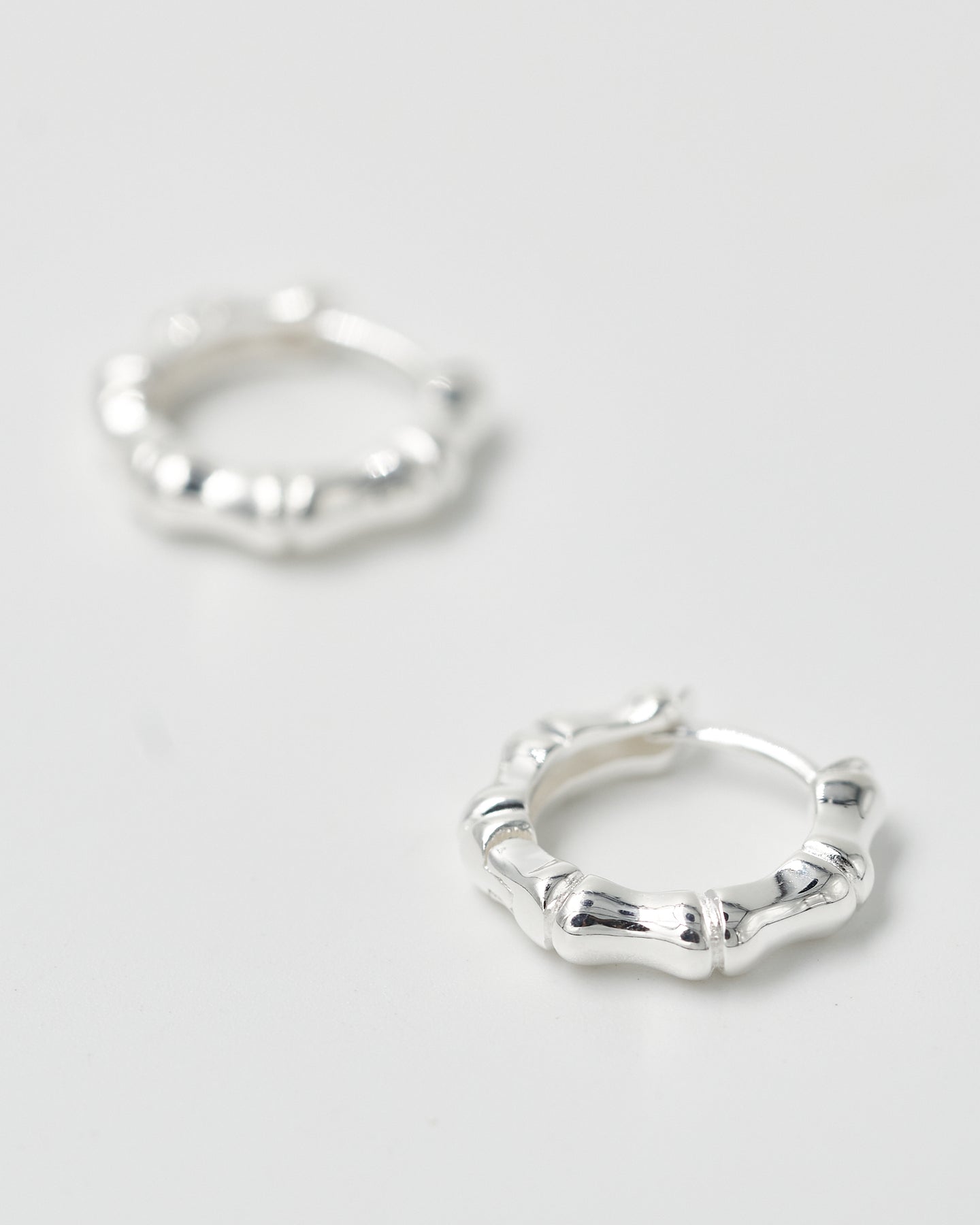 925 Small Bambú Hoop Earrings in Gold or Silver by BRIE LEON