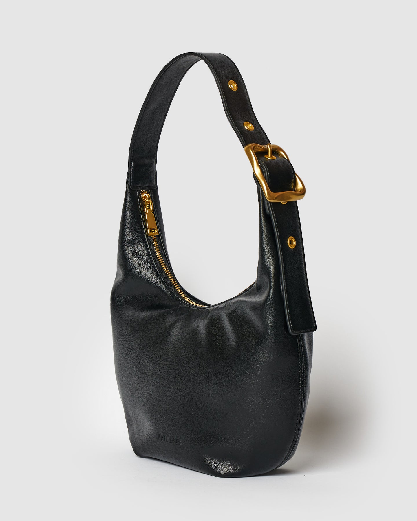 Large Everyday Croissant Bag in Black Recycled PU by BRIE LEON