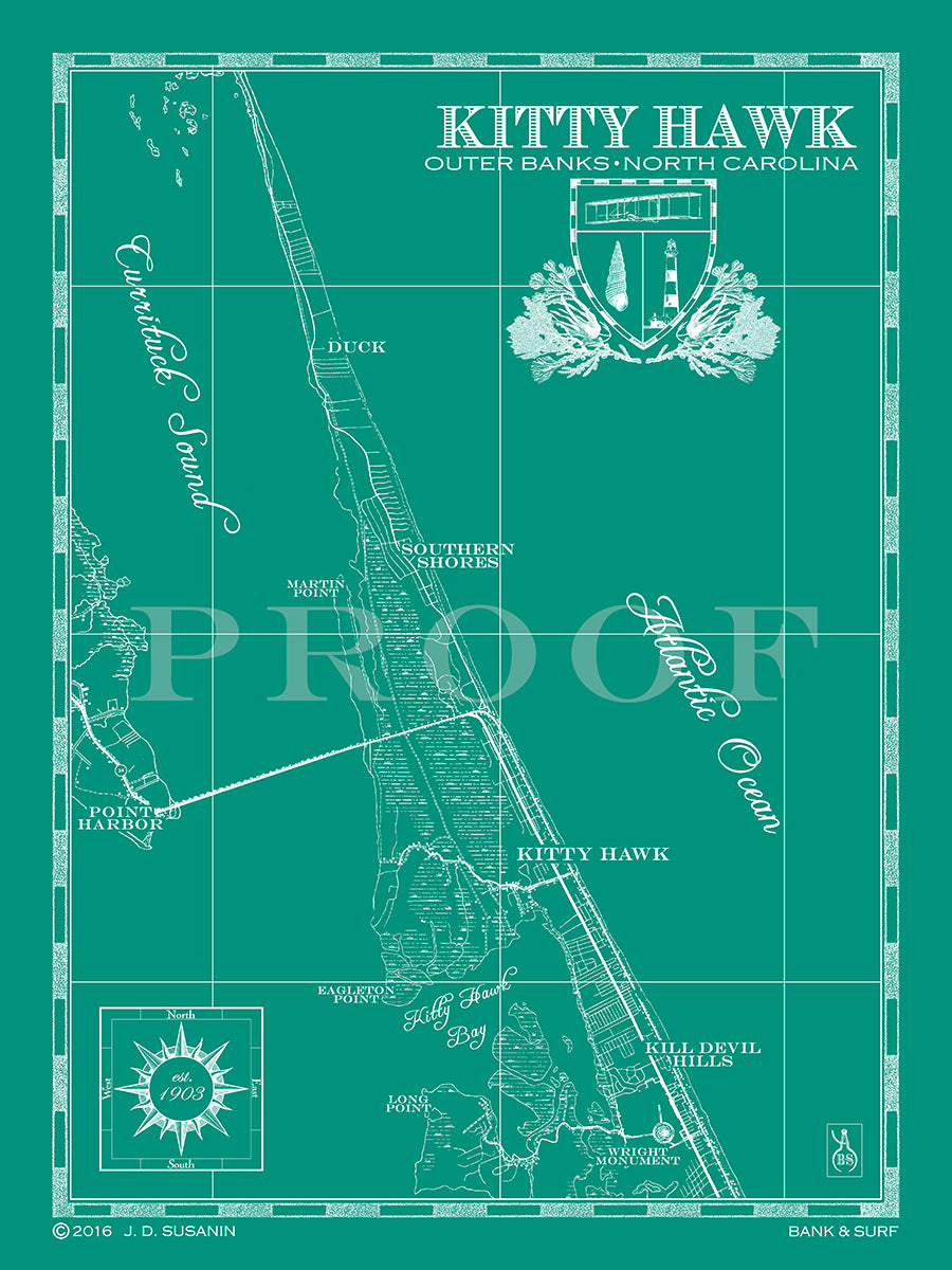 Map of Kitty Hawk, NC Custom maps Bank and Surf