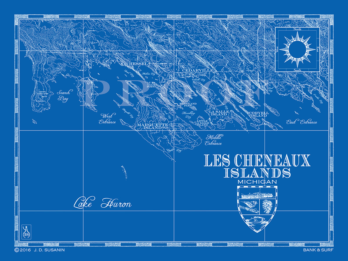 Map Of Les Cheneaux Islands MI Custom Maps Bank And Surf   LesCheneauxIslands Surveyors 2048x 