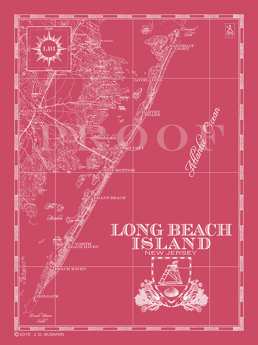 Map of Long Beach Island, NJ Custom maps Bank and Surf