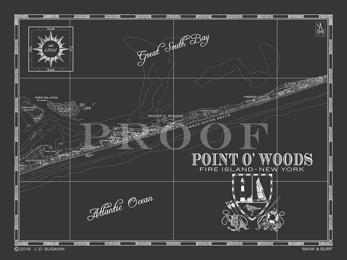 Map Of Point O Woods Ny Custom Maps Bank And Surf