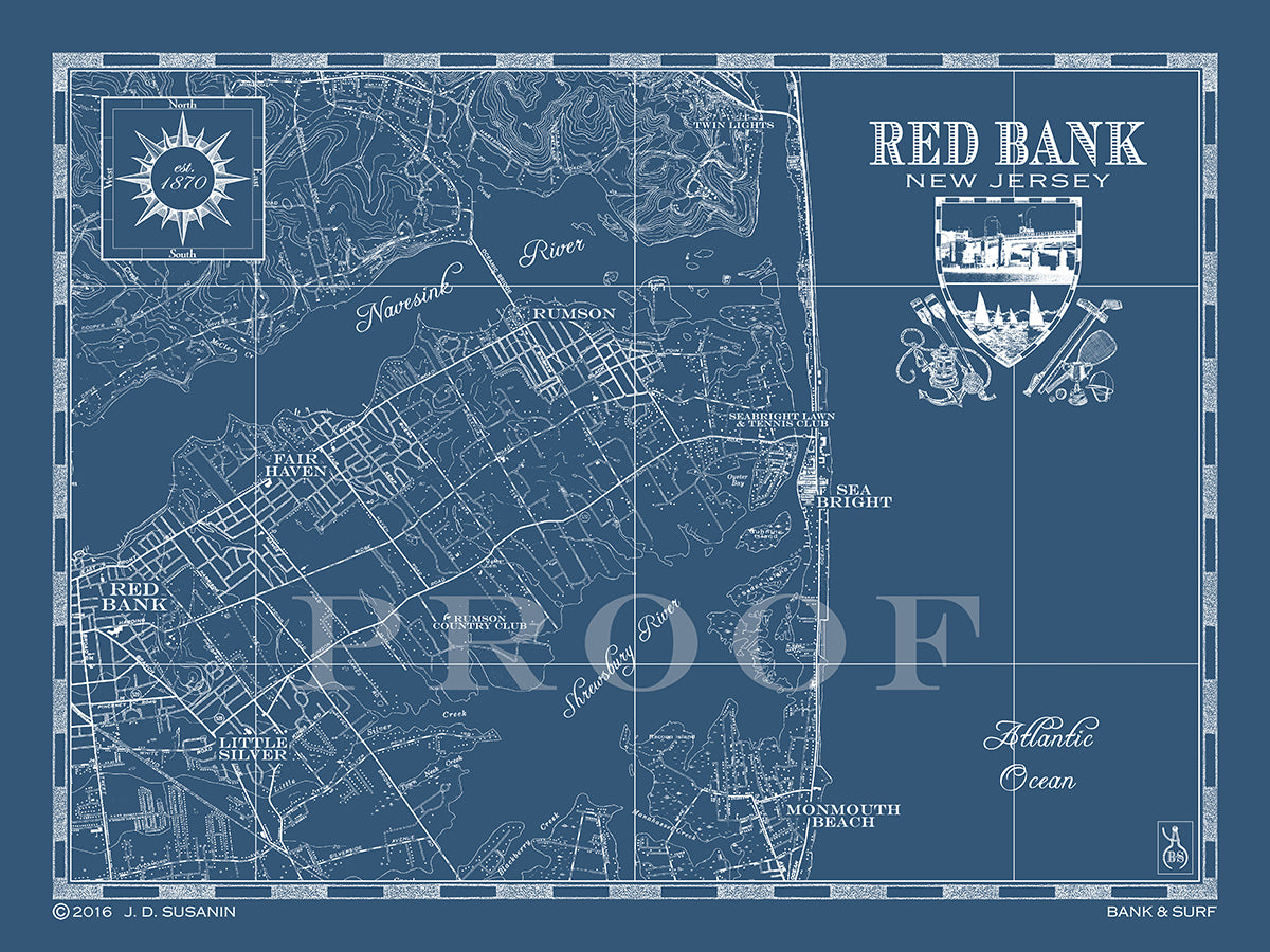 Map of Red Bank, NJ Custom maps Bank and Surf