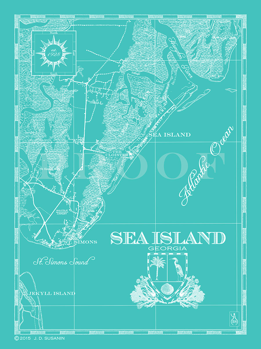 Map Of Sea Island Map of Sea Island, GA | Custom maps | Bank and Surf