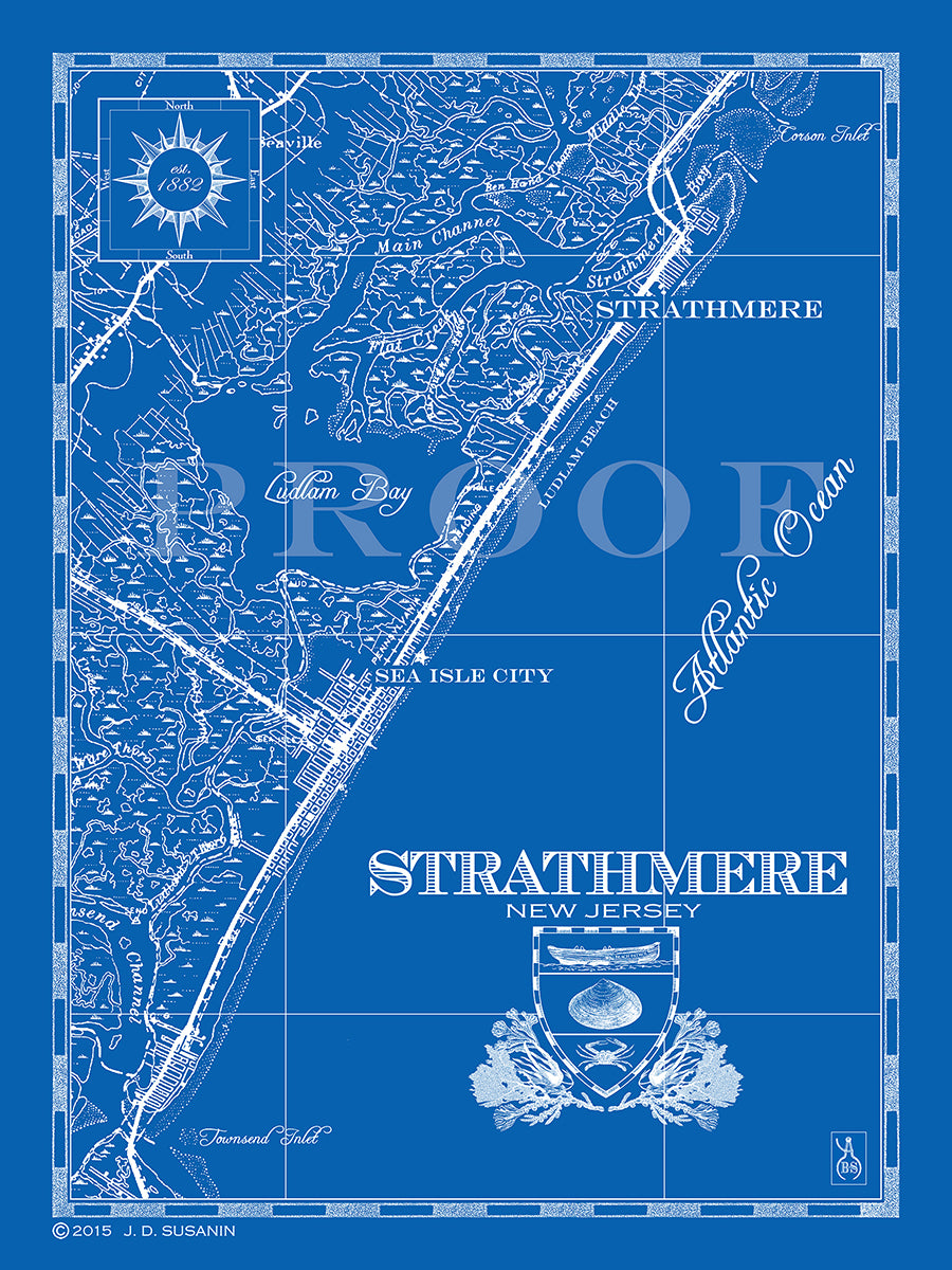 Map of Strathmere, NJ Custom maps Bank and Surf