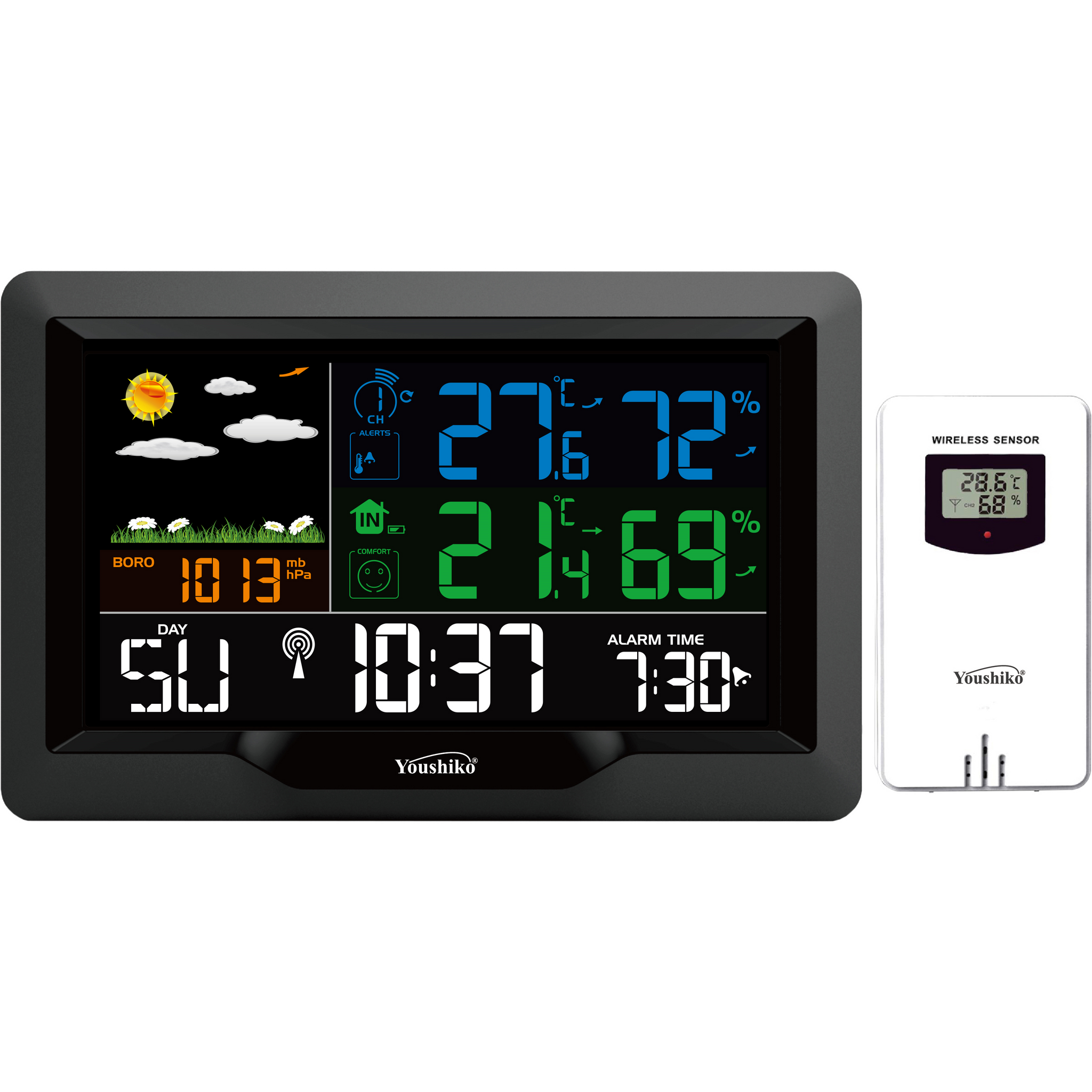 Youshiko YC9442 Weather Station, Radio Controlled Clock (Official UK V