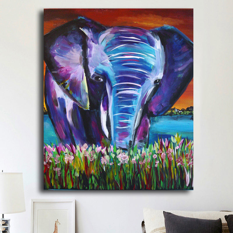 Abstract Animals Canvas Painting Prints Animated Elephant Wall Pictures For Living Room Home Children Room Decor No Frame