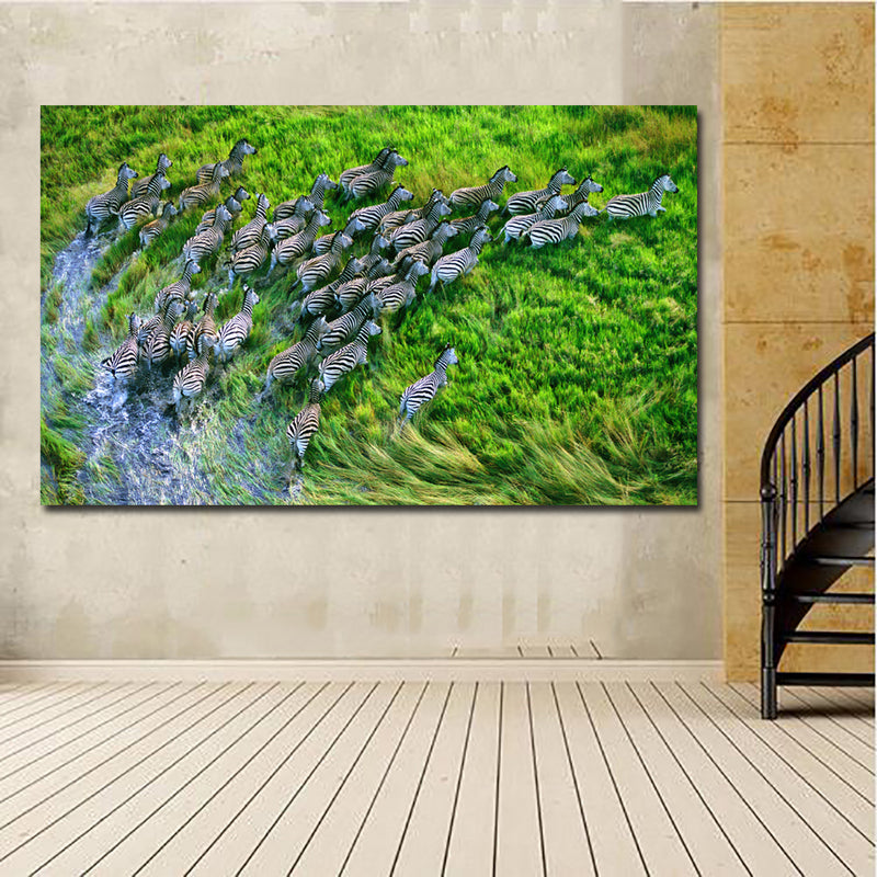 Zebras In The Jungle Wall Art Prints Animal Canvas Painting Decoration Discount Canvas Print