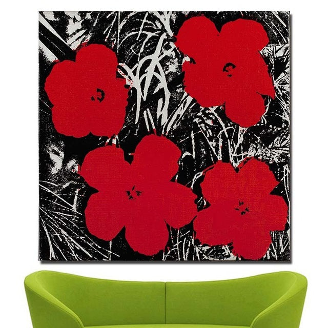 Andy Warhol Flowers Wall Art Oil Painting Prints Painting On Canvas No Discount Canvas Print