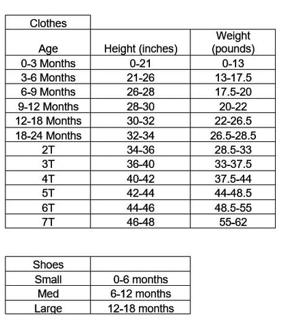 3t 4t Size Chart