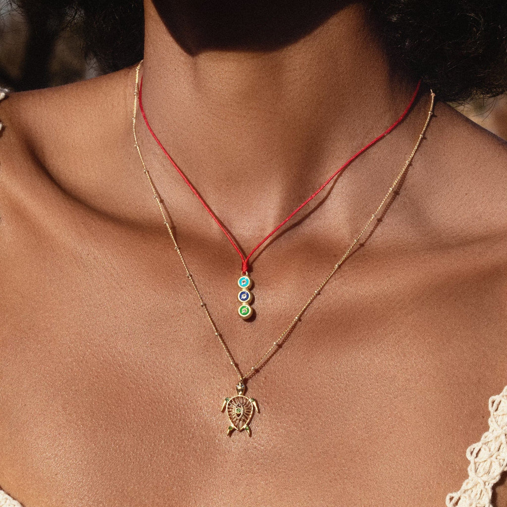 Emerald Turtle Charm Necklace