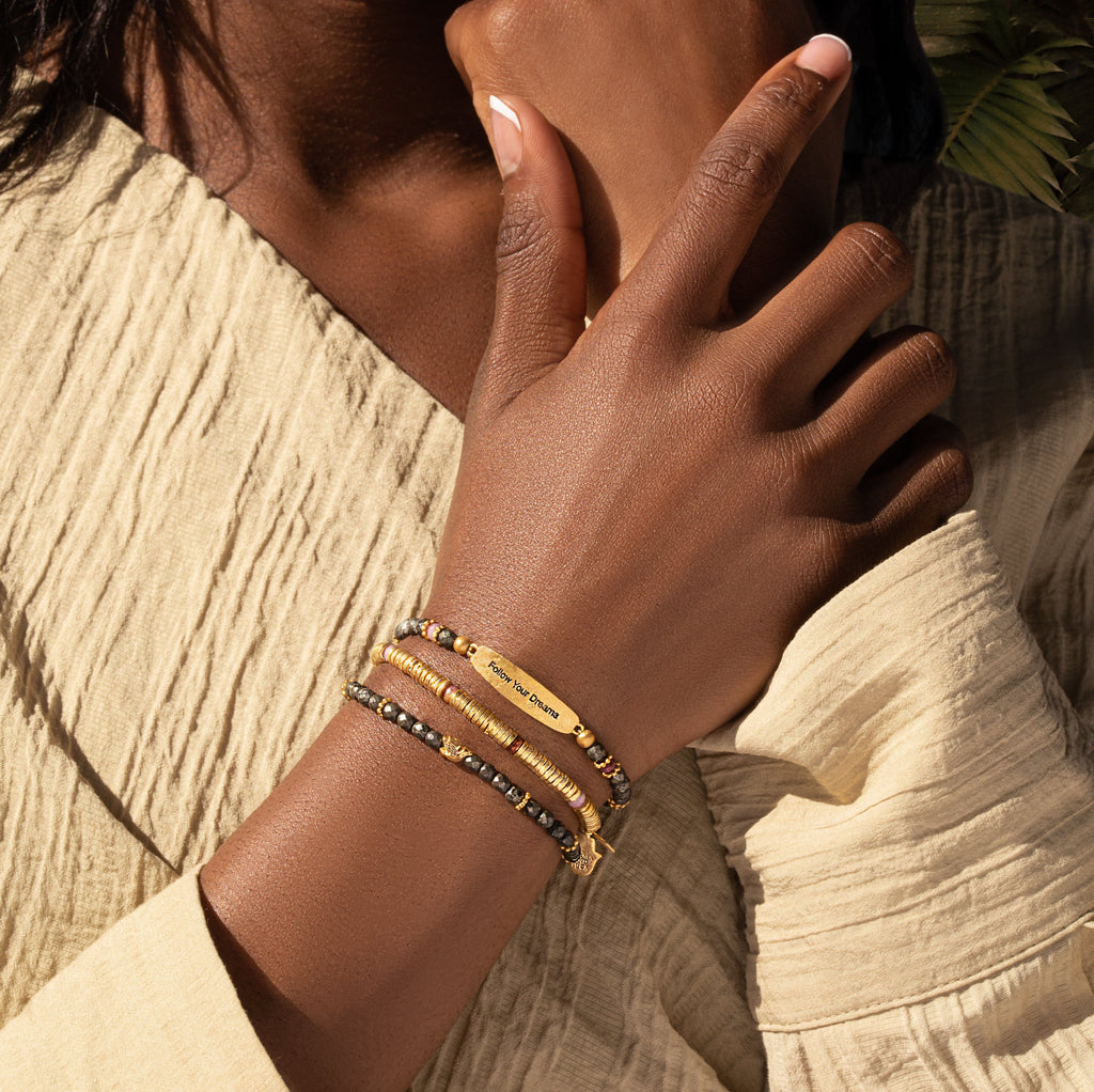 Pyrite Ruby Dove Bracelet Stack