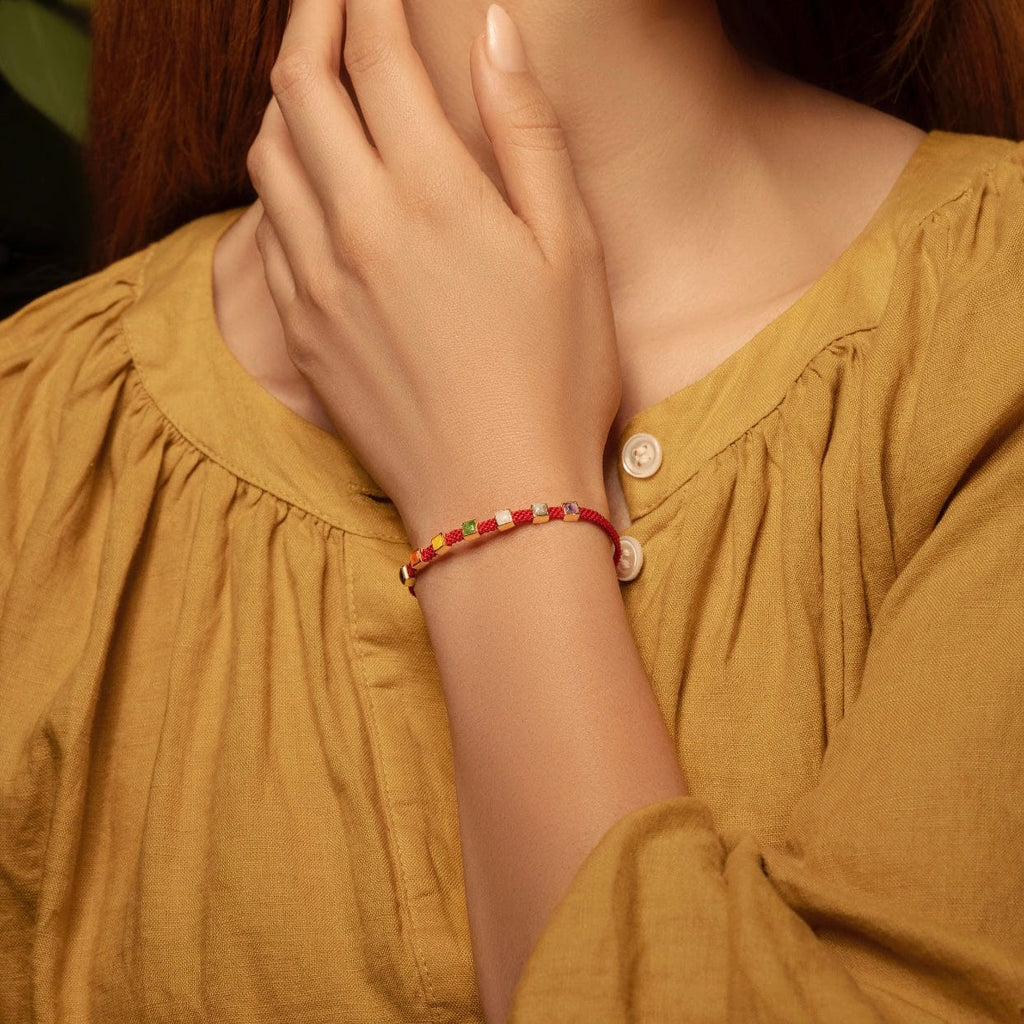 Invigorated Growth - Multi Stone Chakra Red String Bracelet