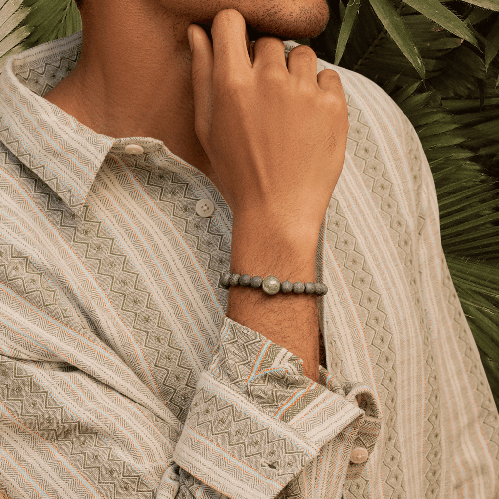 Jade and Pyrite Bracelet