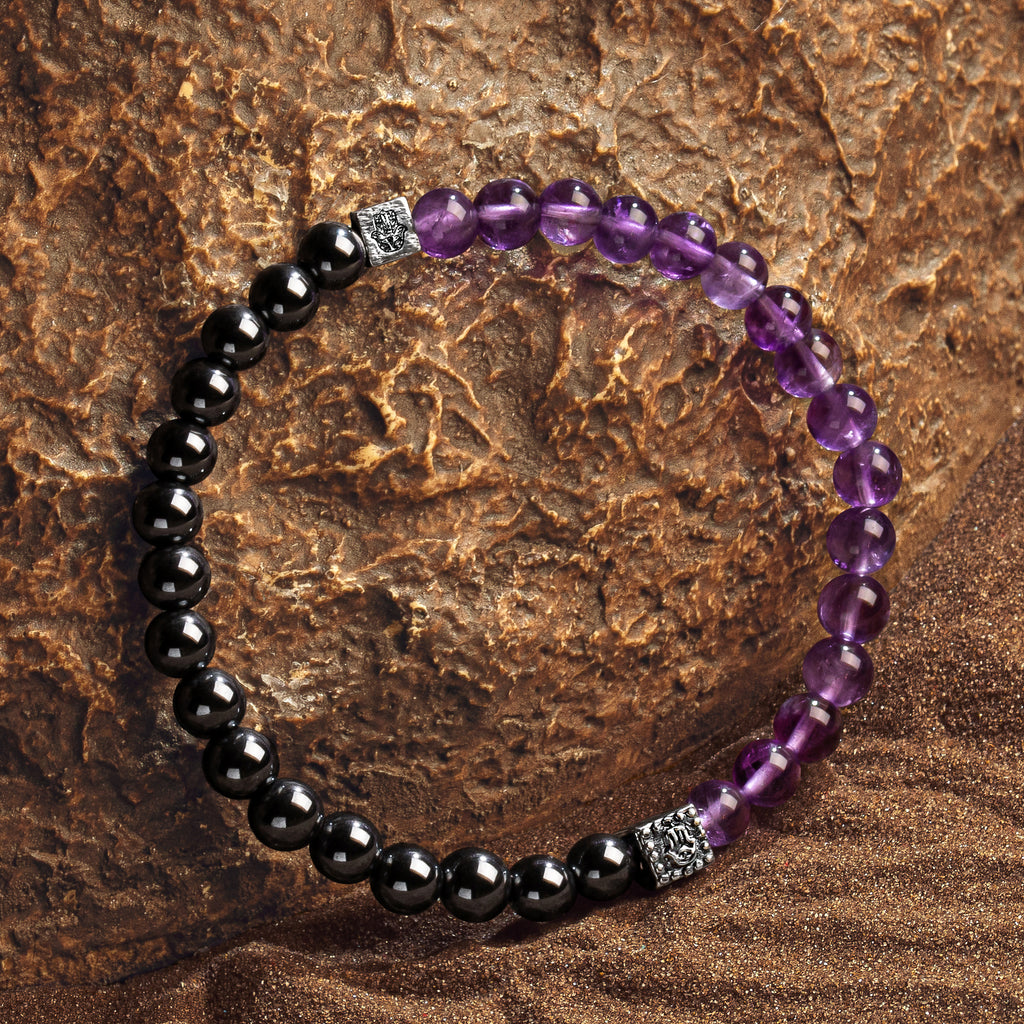 Emotional Conscience - Hematite Amethyst Hamsa Bracelet