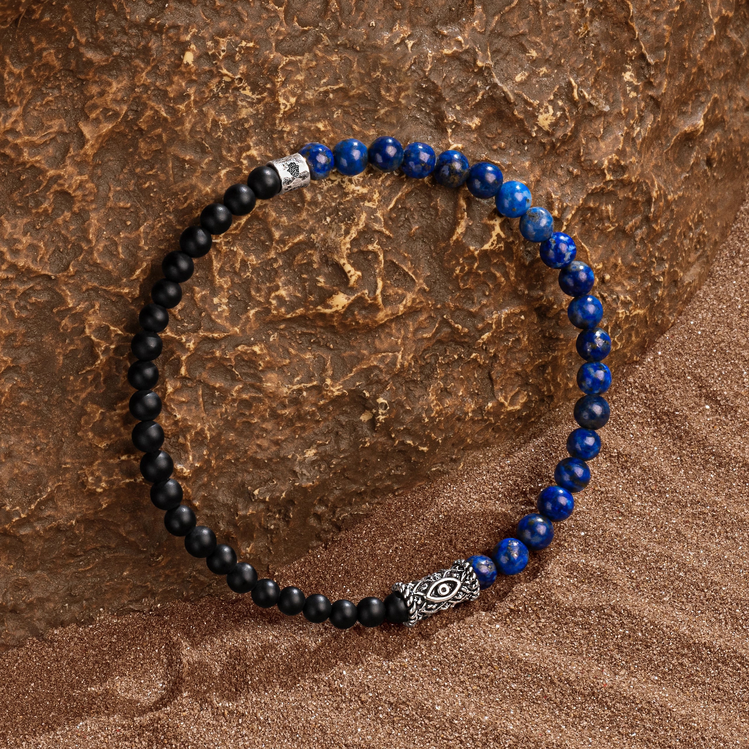 Image of Bestowed Strength - Lapis Lazuli Onyx Evil Eye Bracelet