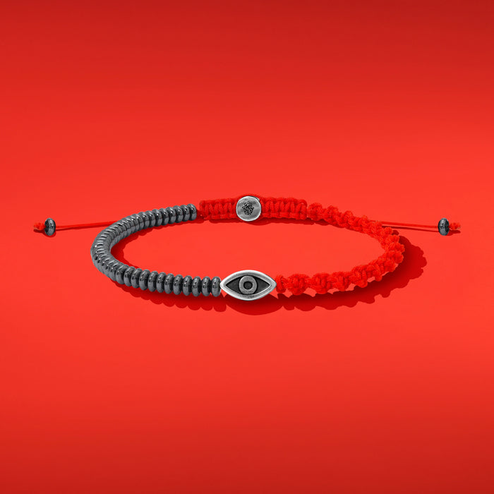 Picture of Universal Equilibrium Hematite Evil Eye Red String Bracelet