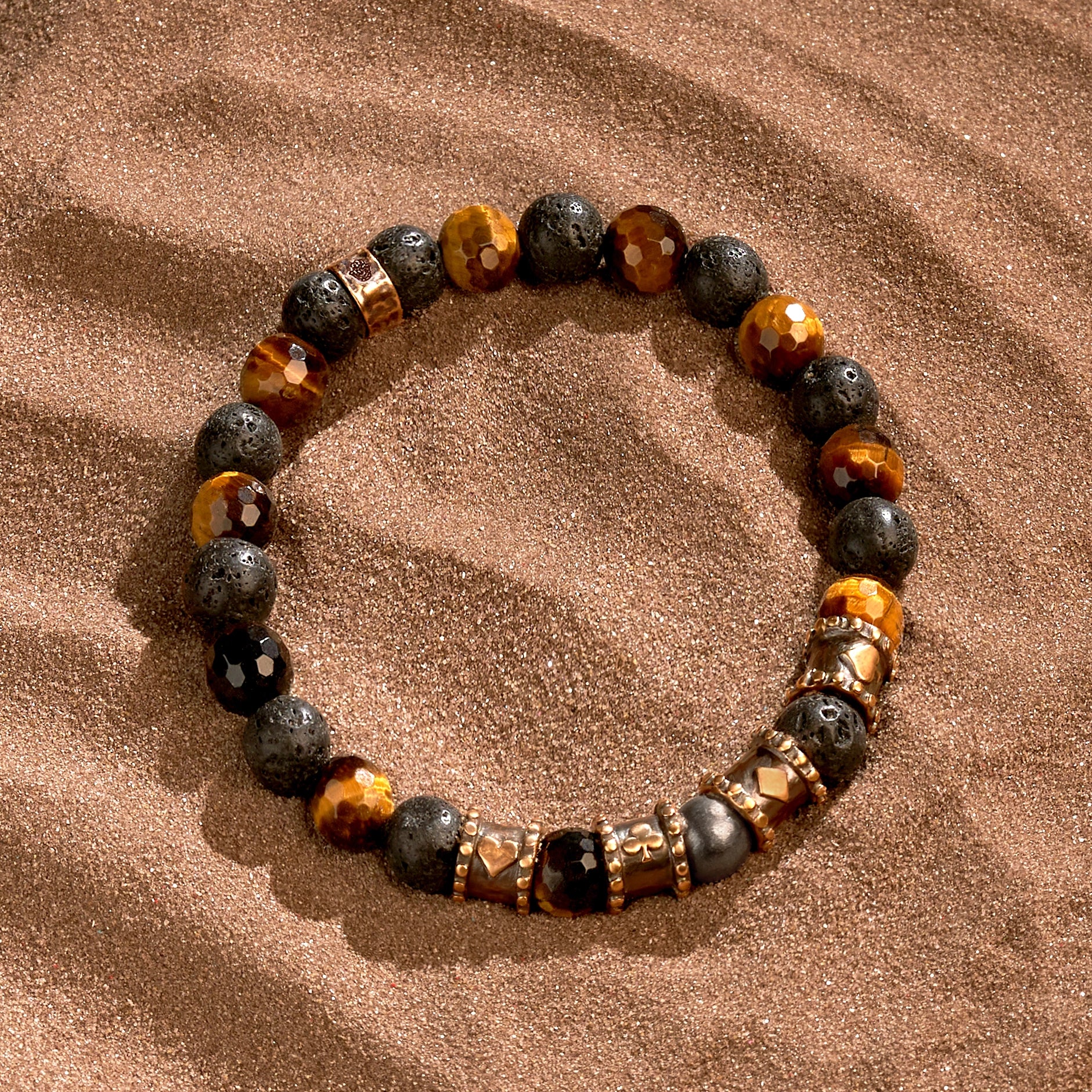 Tiger Eye Natural Stone Bracelet with MagSnap FOR MEN by Mesmerize