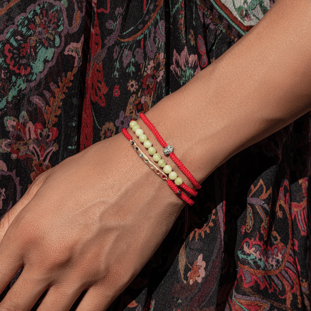 “Serene Reflections” Jade Buddha Red String Wrap Bracelet