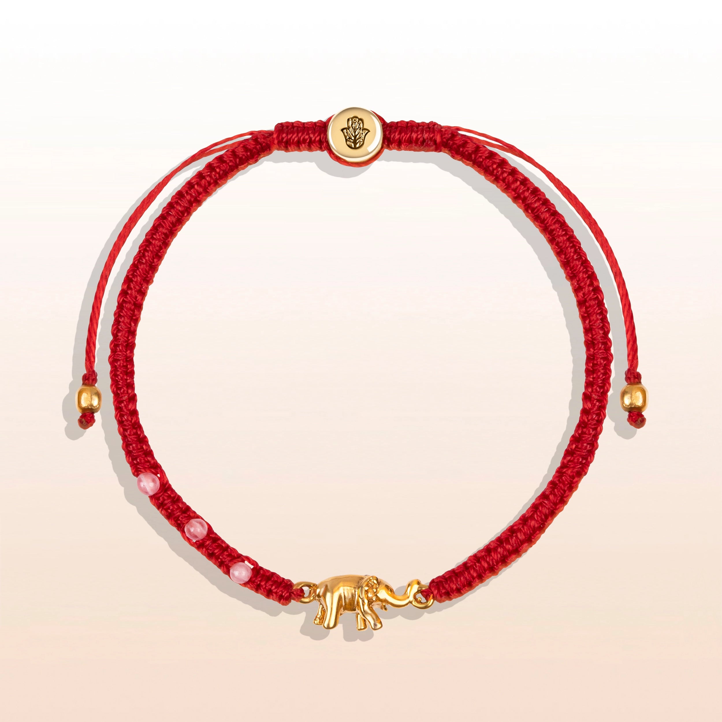 Spiritual Strength - Red String Elephant Charm Bracelet, Fair Trade Product, with Authentic Gemstones, Blessed by A Singing Bowl