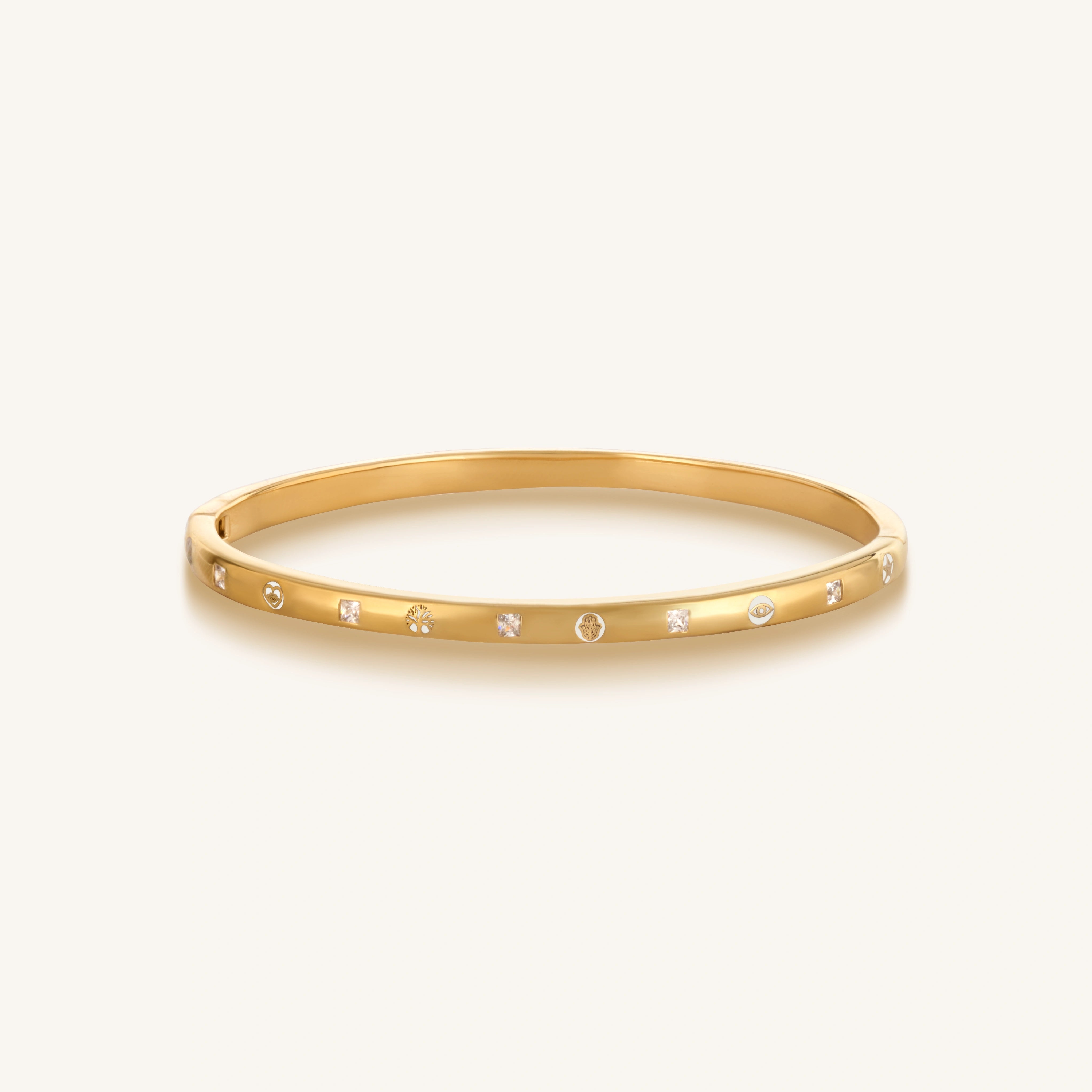 Unwavering Grace Gold Multi Symbol Cuff Bracelet - Karma and Luck product image