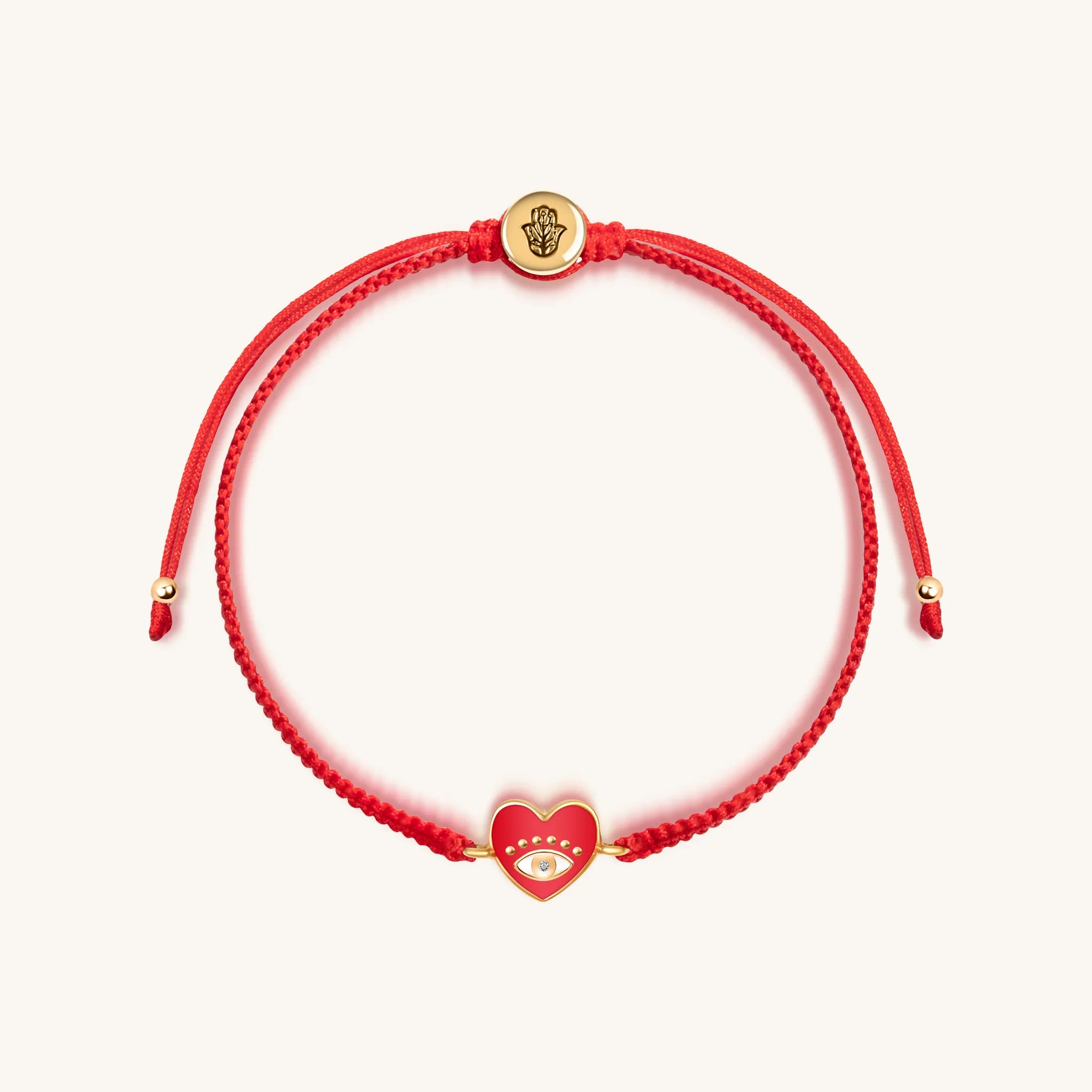 Image of Devoted to Love - Evil Eye Heart Charm Red String Bracelet