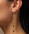 Picture of Peaceful Perspective Lotus Jade Drop Gold Earrings