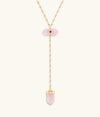 Picture of Open Hearted - Gold Rose Quartz Evil Eye Double Pointer Necklace