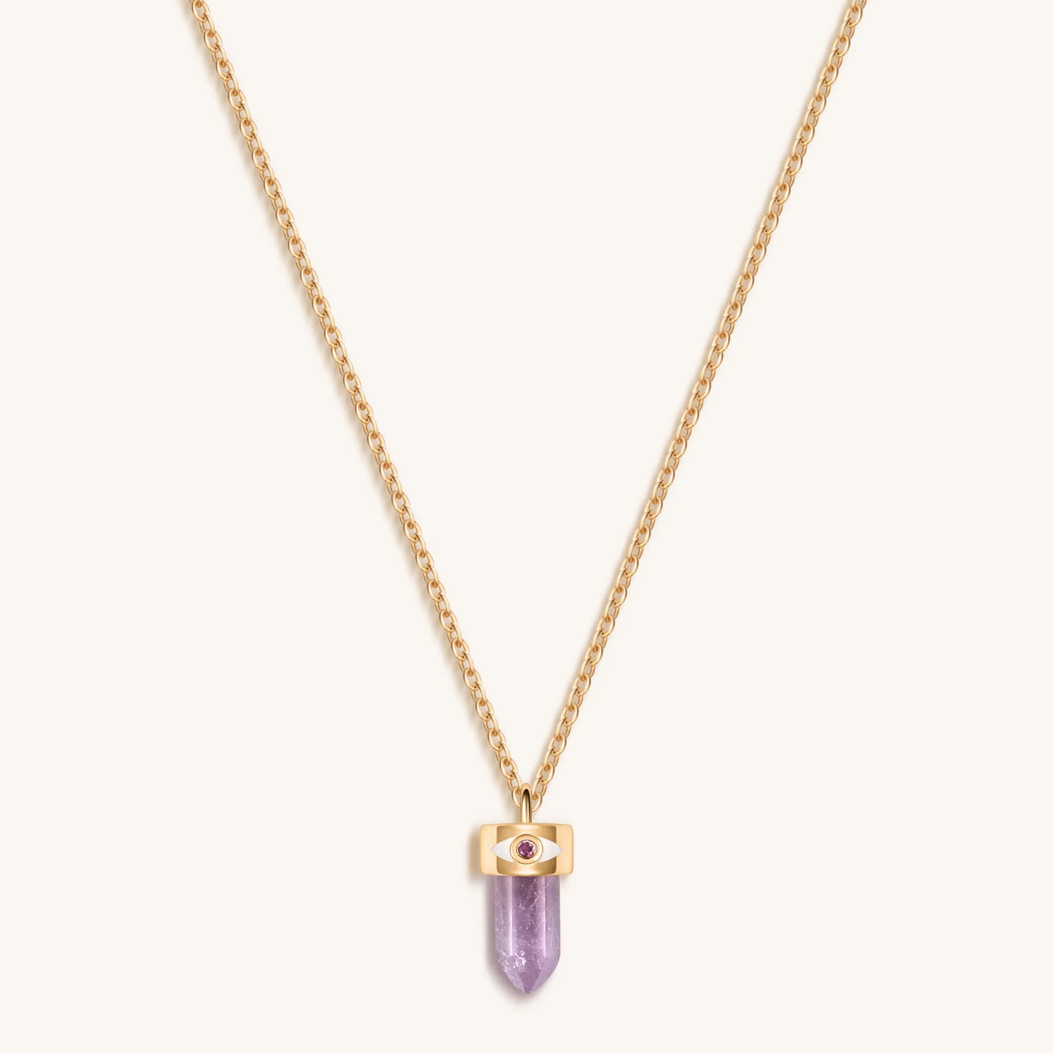 Image of Serene Tranquility - Amethyst Evil Eye Pointer Necklace